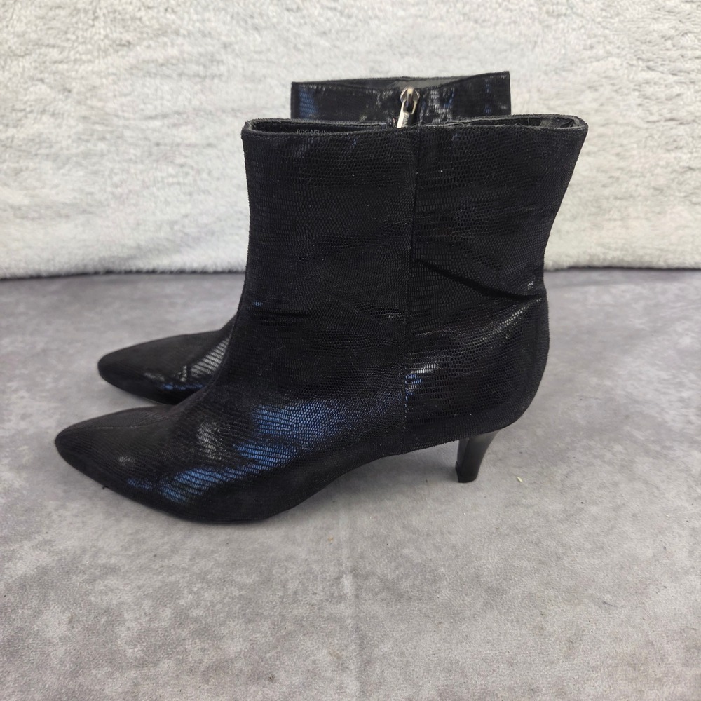 Bandolino BDGAELIN Black Shimmer Reptile Texture Ankle Boots Kitten Heel Size 8M